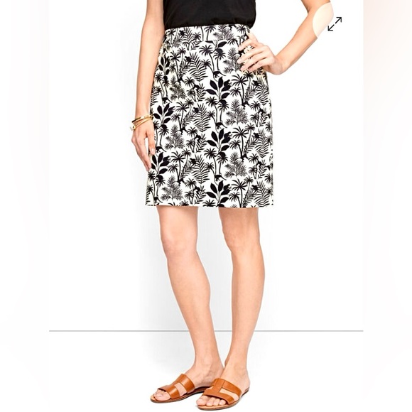 TALBOTS Tropical A-Line Cotton Skirt Black & White - Picture 2 of 8